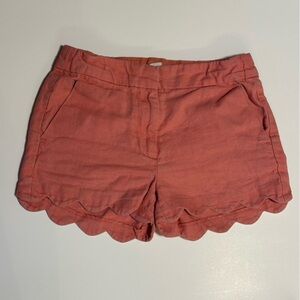 J. Crew Crewcuts Coral/ apricot/ light Rust Linen Scalloped Hem girls Shorts